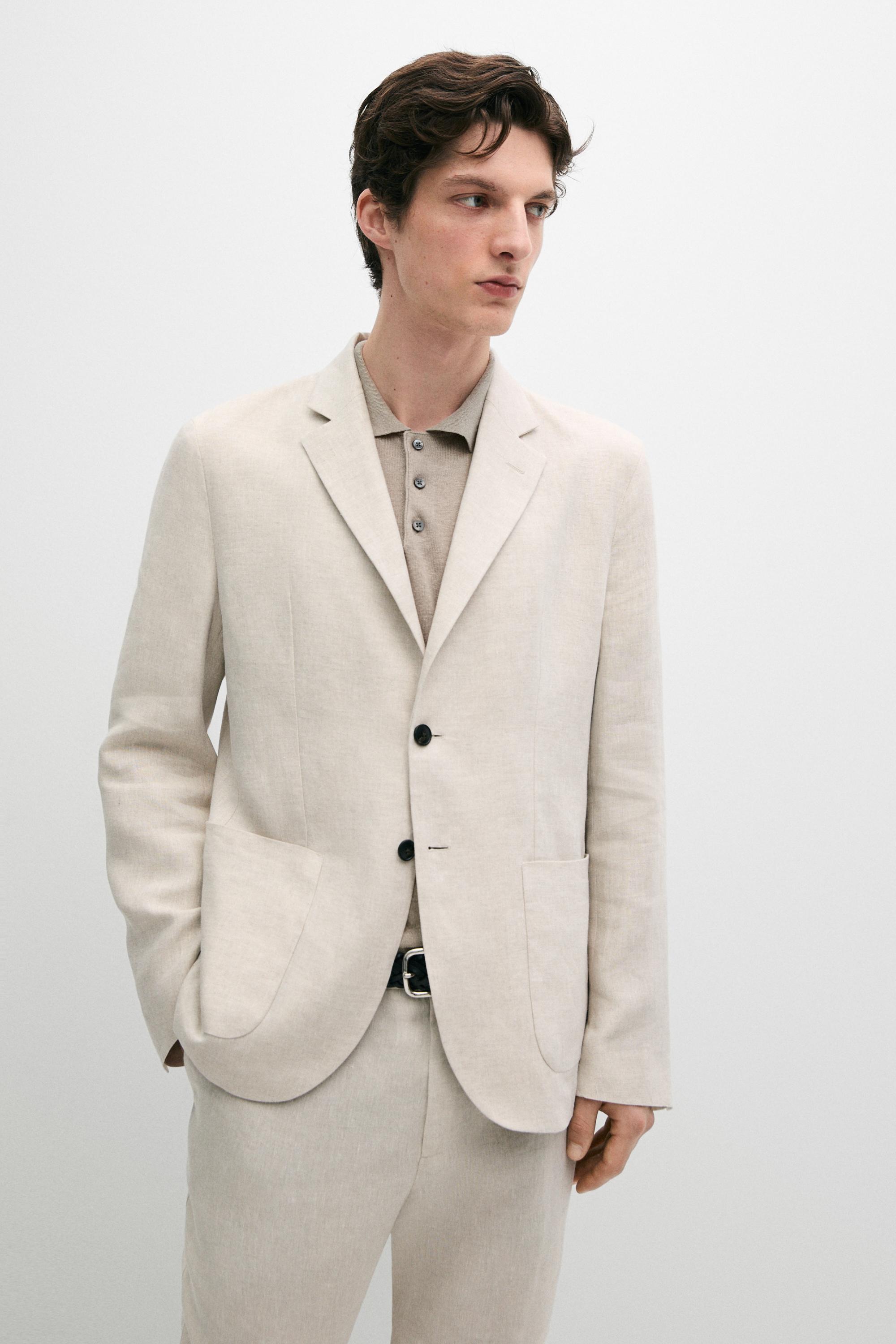 100% linen suit blazer with pocket details